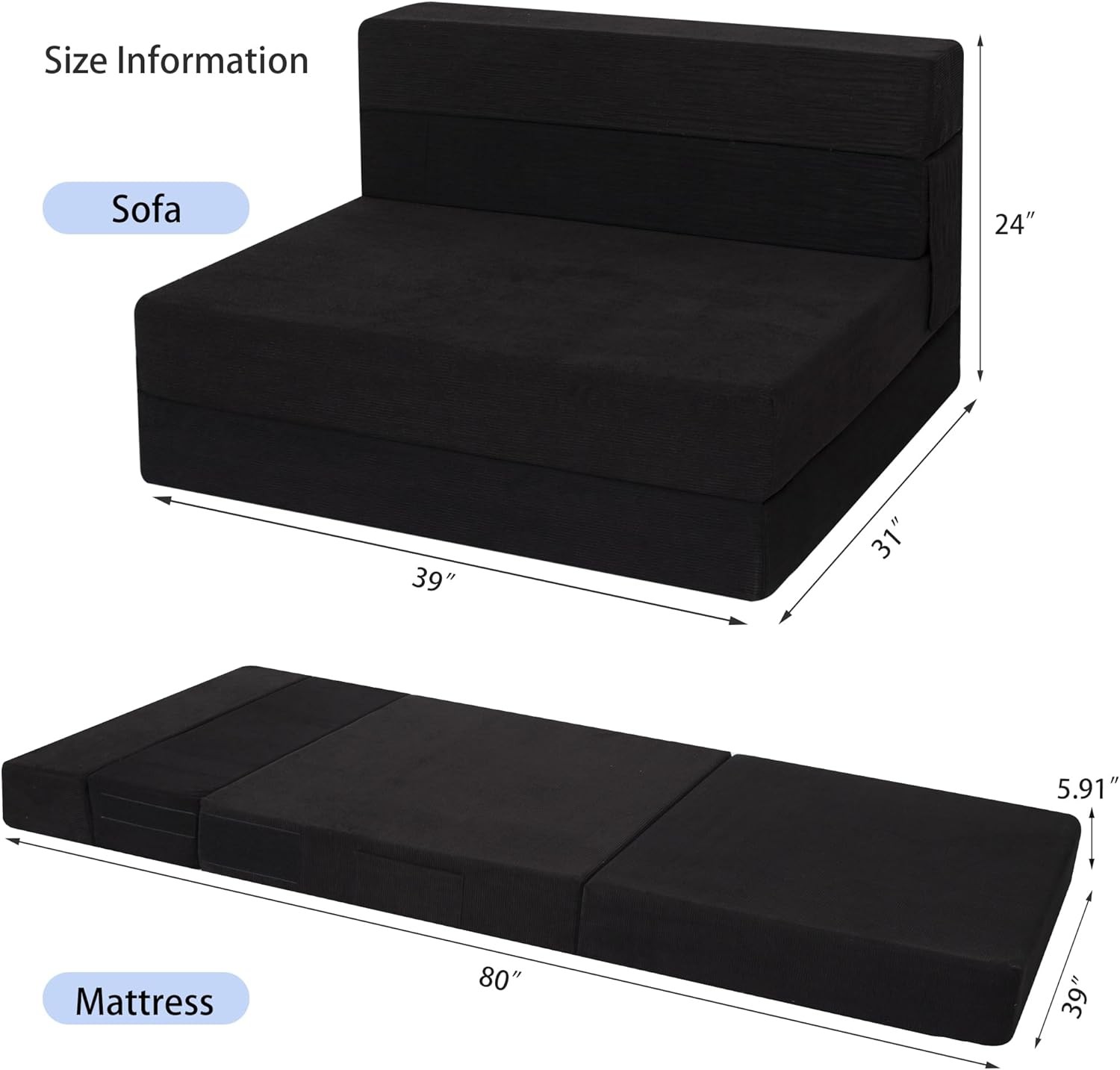 Sofa Bed Foldable Mattress Folding Sleeper Sofa Chair Bed Floor Mattress