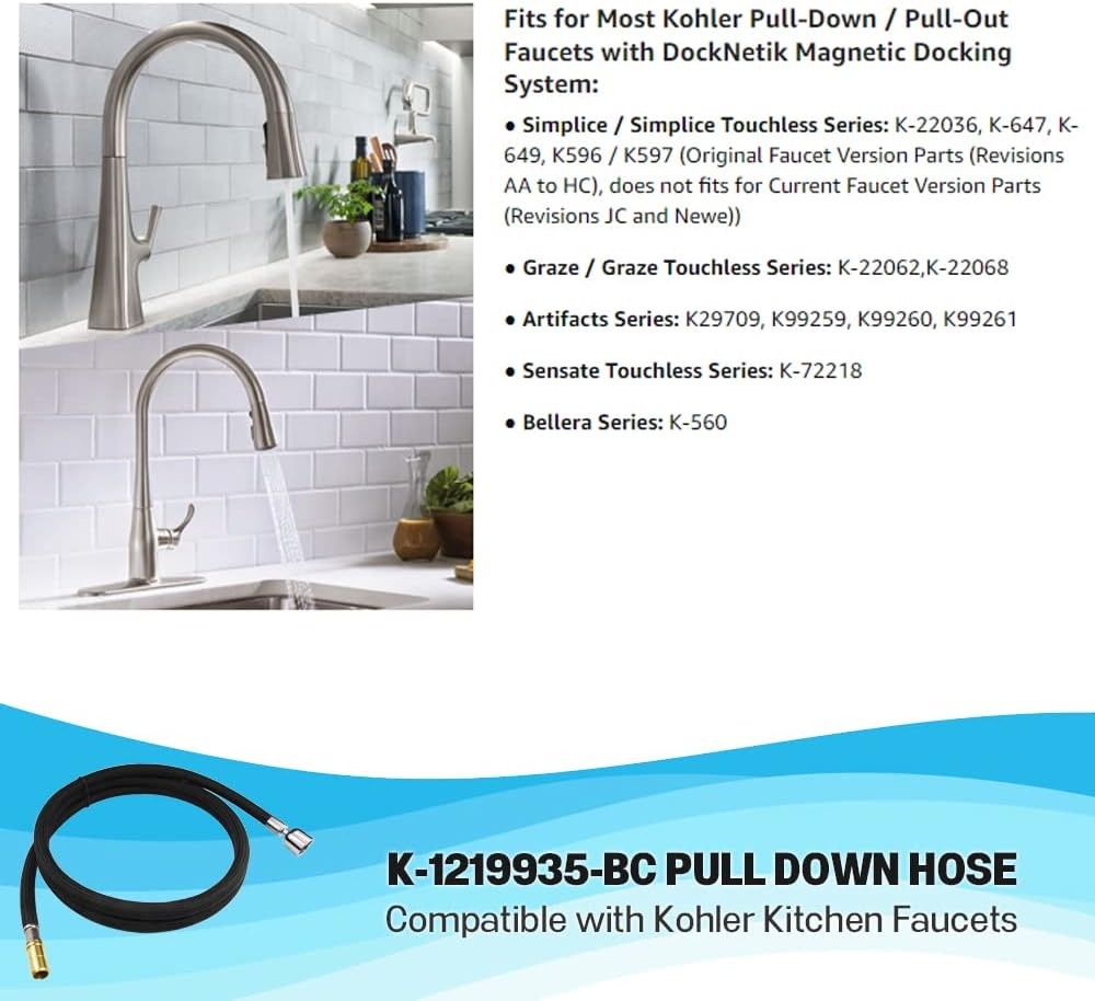 67" Inches Pull Down Hose, Bright Chrome Finish