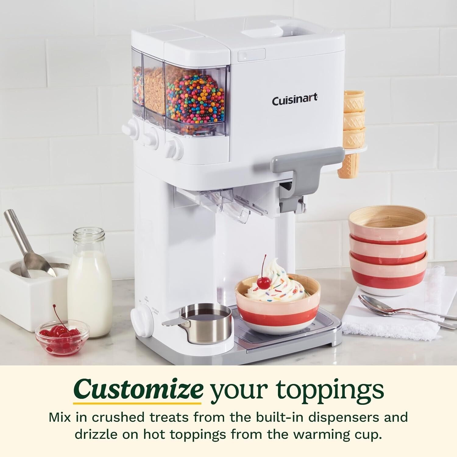 Ice Cream Maker Soft Serve Countertop Automatic Yogurt Freezer Machine
