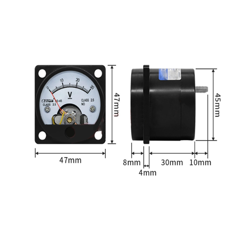 DC 0-5V Analog Voltmeter Analogue Voltage Panel Meter SO-45 Directly Connect