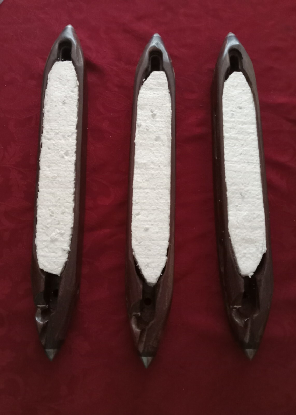 Y) Lot of 3 Vintage 16.75" Wooden Weaving Loom Shuttles Marked Draper Tru-Mold