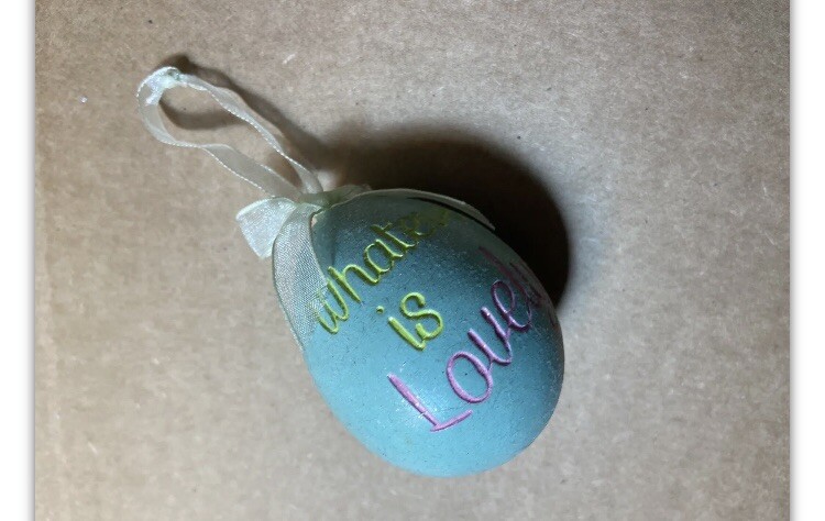 Whatever is Lovely Green Egg Ornament Easter Decoration