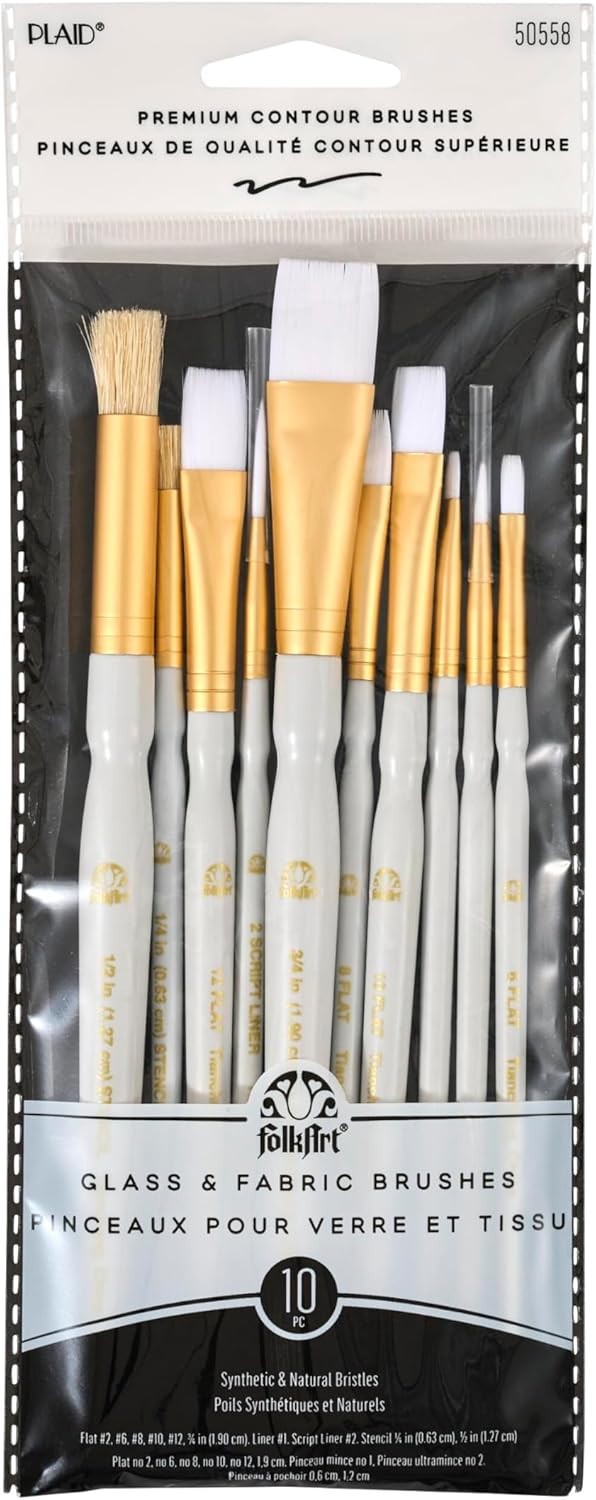 FolkArt Premium Contour Brush Set ~ 10 Pcs ~ Synthetic & Natural Bristles 50558