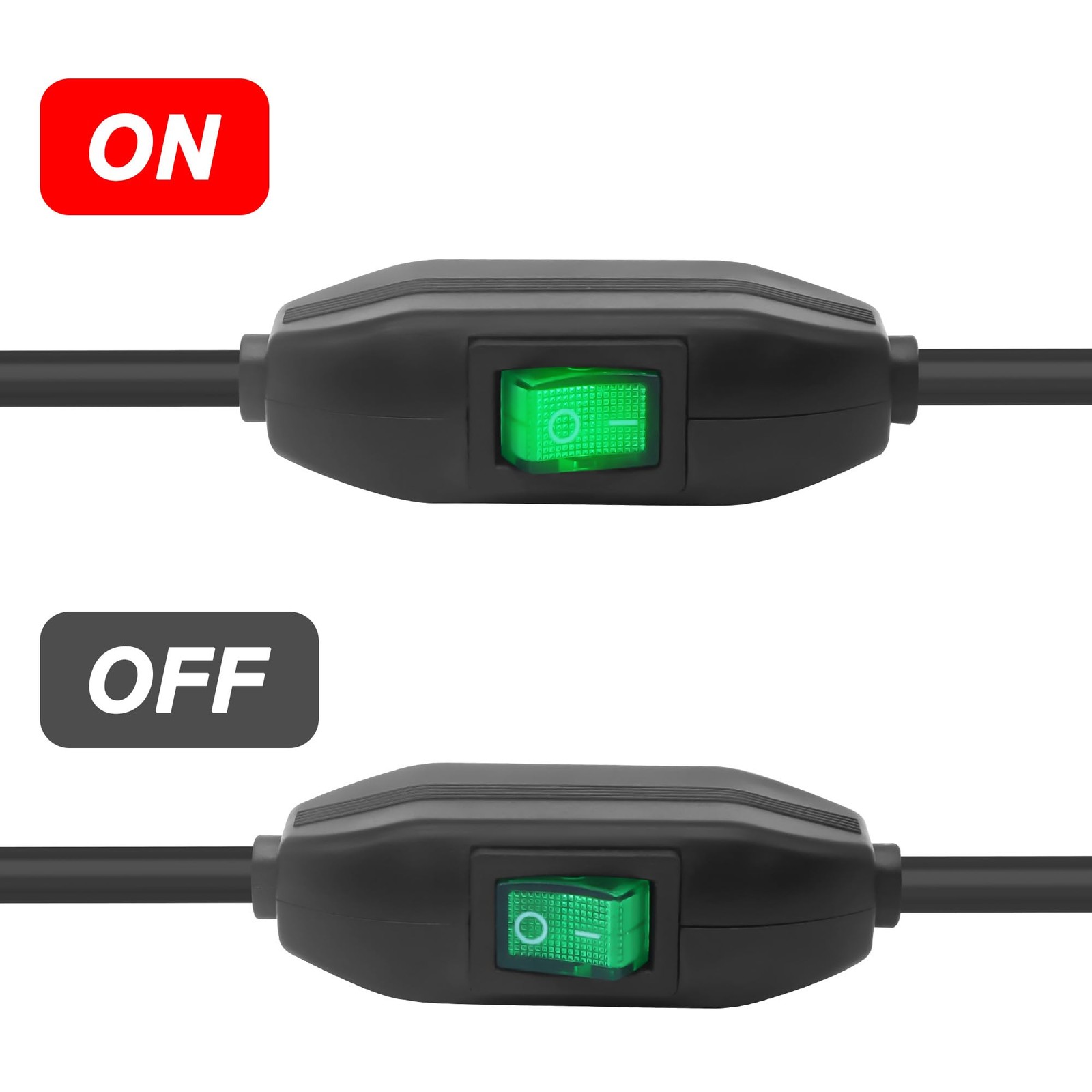 Inline Cord Switch 12V 24V/3A Toggle ON/Off Rocker Button Switch with Prewire...