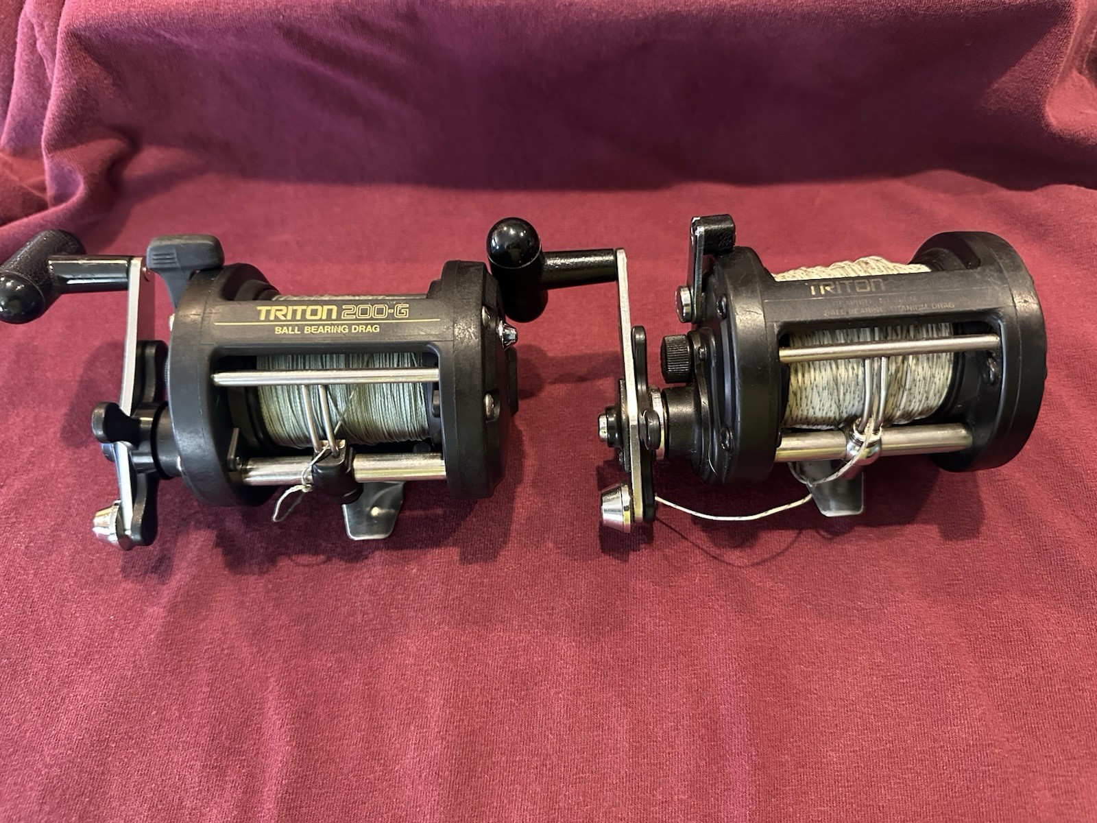 2 Great Working Shimano Fishing Reels Triton 200G & 200GT Graphite Fishing