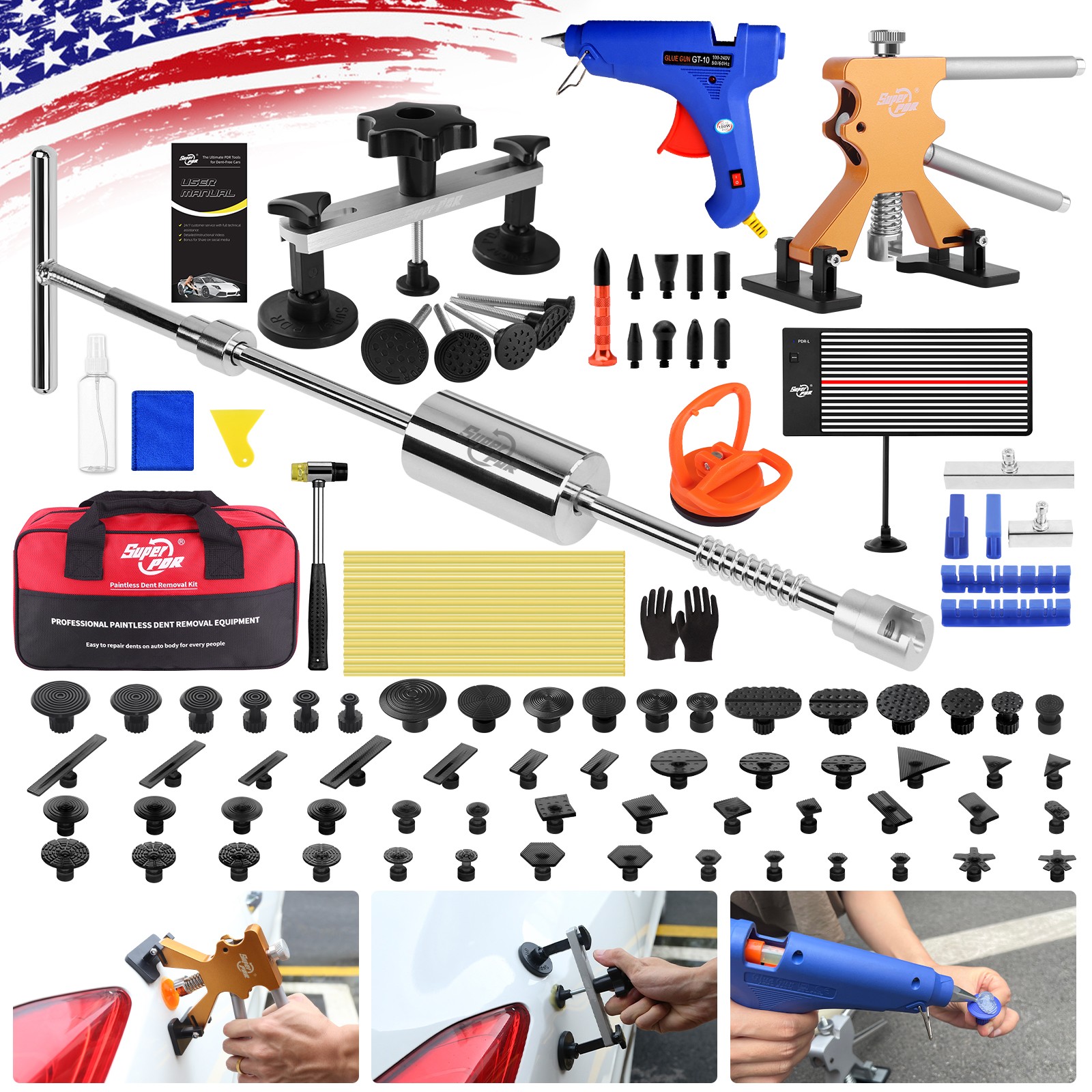 PDR Car Body Dent Puller Bridge Lifter Tool Paintless Hail Remover Repair Kit