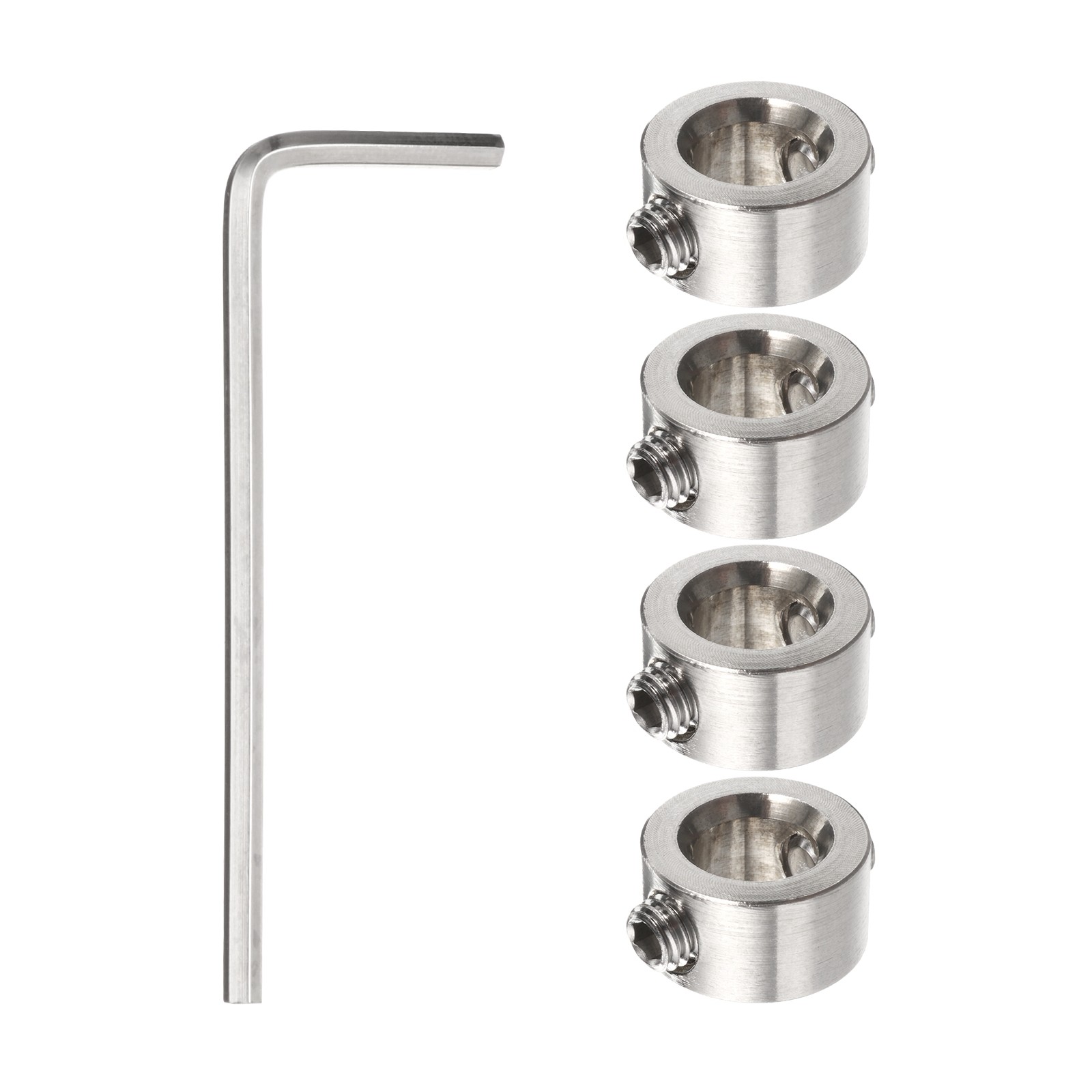 4pcs 9mm Drill Stop Collar Depth Stop with Hex Wrench Anodizing Surface Silver