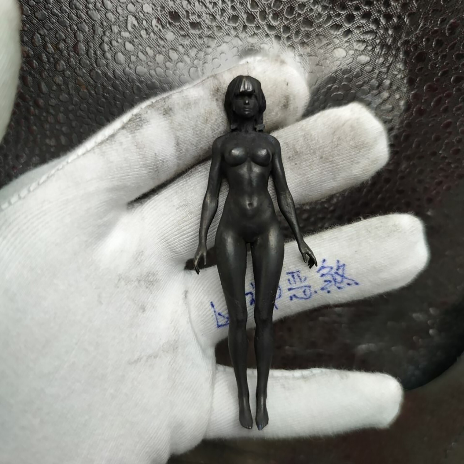 3.5" Black Solid Brass Girl Nude Female Body Beautiful Statue Body Art  Figurine