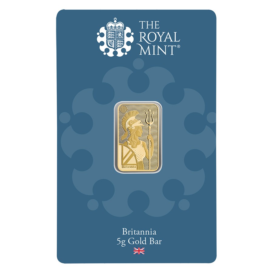 5 gram Gold The Royal Mint Britannia Bar w/ New Assay