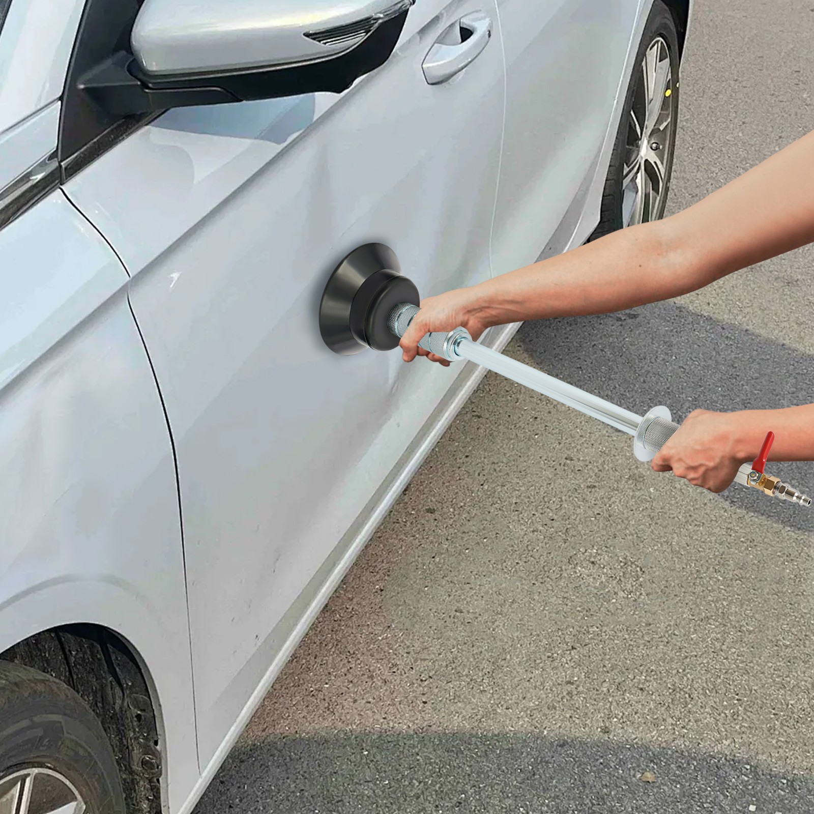 Silver Air Pneumatic Dent Puller with 3 Suction Cups for Car Repair