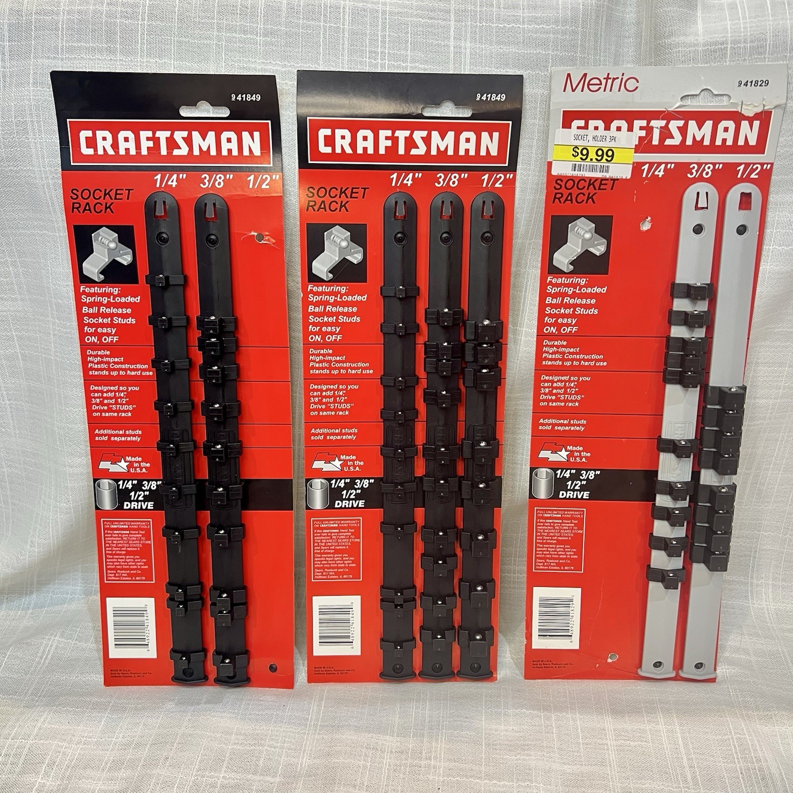 NEW Craftsman Socket Holder Rails LOT 1/4" 3/8" 1/2" Drives SAE Metric USA *READ