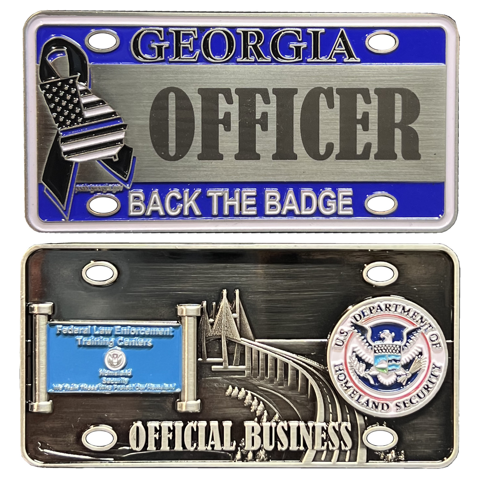 H-003 FLETC George Back the License Plate Challenge Coin Police Officer CBP Stat