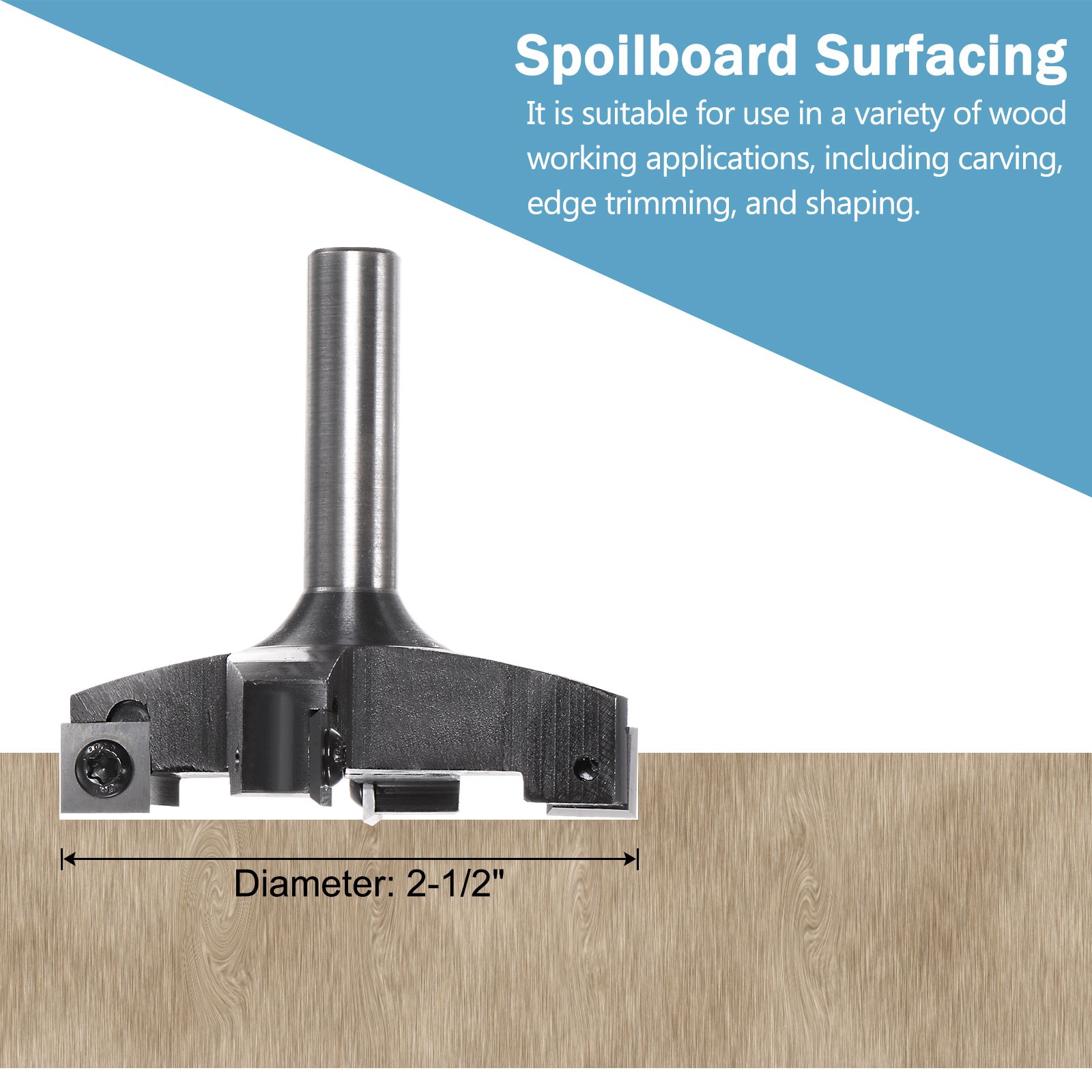 CNC Spoilboard Surfacing Router Bit 3” Dia 1/2" Shank Cutting Tool