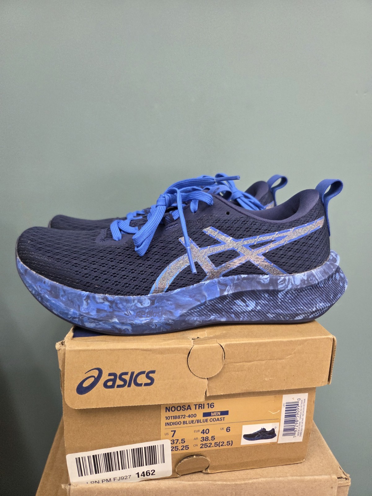 Mens 7! ASICS Noosa TRI 16 Men's Running Shoes Indigo Blue Blue Coast Mesh