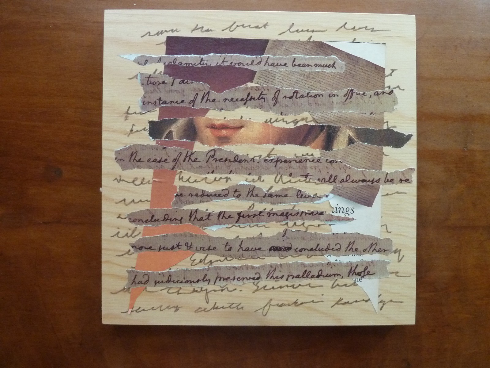 Signed Elizabeth Adams Mixed Media on Wood "May I Have a Word" 8 X 8"