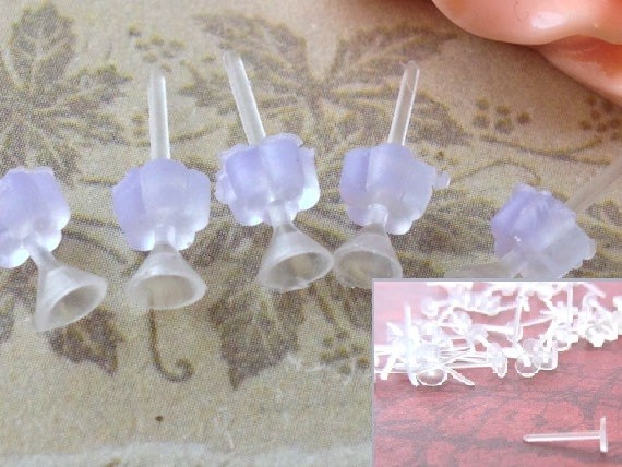 Plastic Earring Post Cup or Flat Sets Hypo Allergenic w/ free Plum Earring Backs
