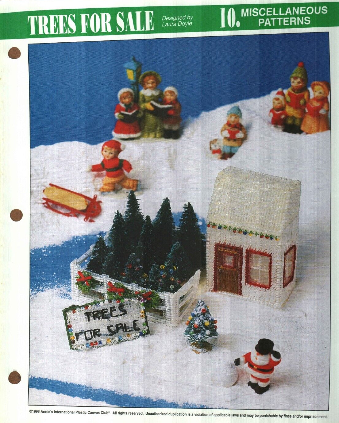 NEW TREES FOR SALE WINTER SCENE ANNIE'S PLASTIC CANVAS PATTERN INSTRUCTIONS
