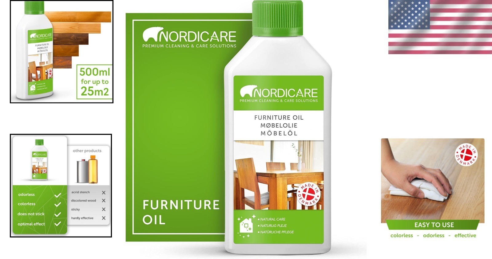 Colorless Wood Oil - Eco-Friendly Care for Oak, Pine & Larch - Made in Denmark