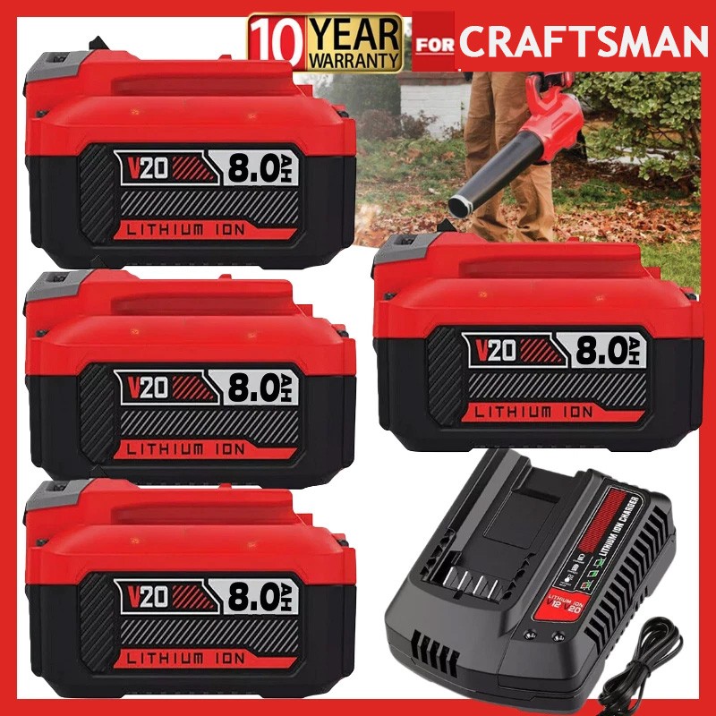 2PACK 20Volt For Craftsman V20 8.0Ah Li-ion Battery CMCB204 CMCB202 /Charger