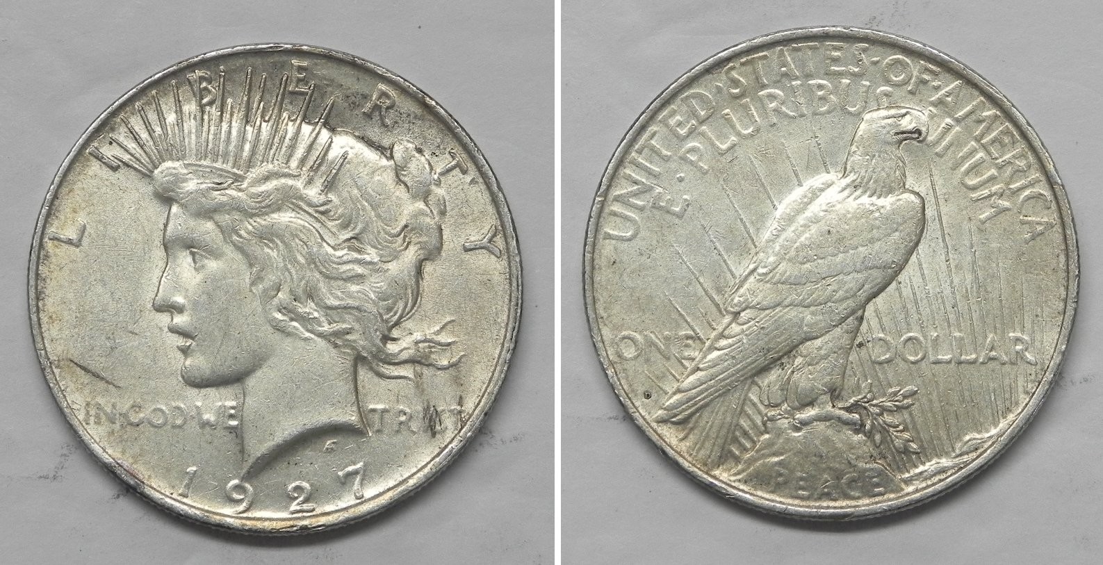 X7725  1927-D Peace Dollar, AU