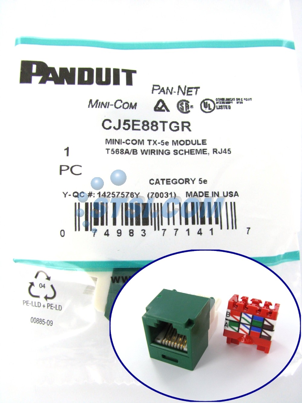 Panduit CJ5E88TGR Cat5e Mini-Com Jack Green ~STSI