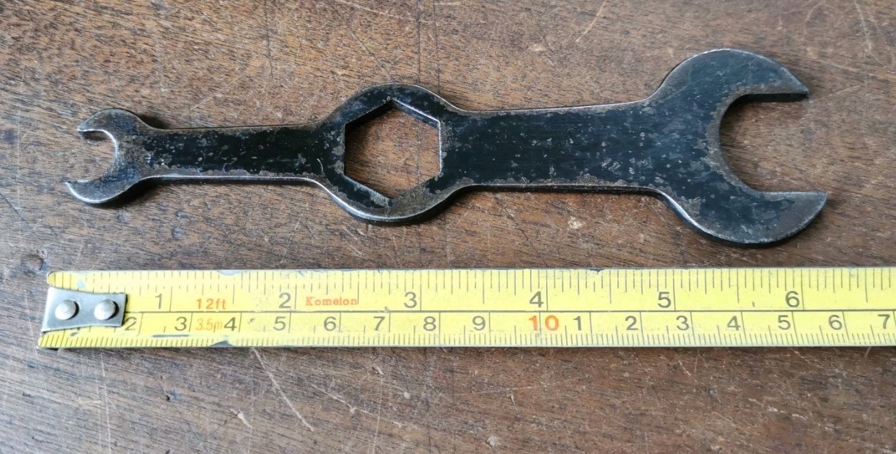 Vintage Flat Plate Spanner for classic toolkit 15/16AF X 13/16AF X 7/16AF.