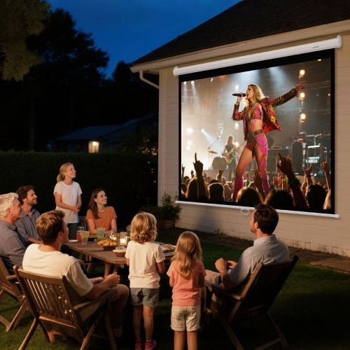 Manual Projector Screen, 72 inch 4:3 4K 1080 HD Retractable Pull Down Projector