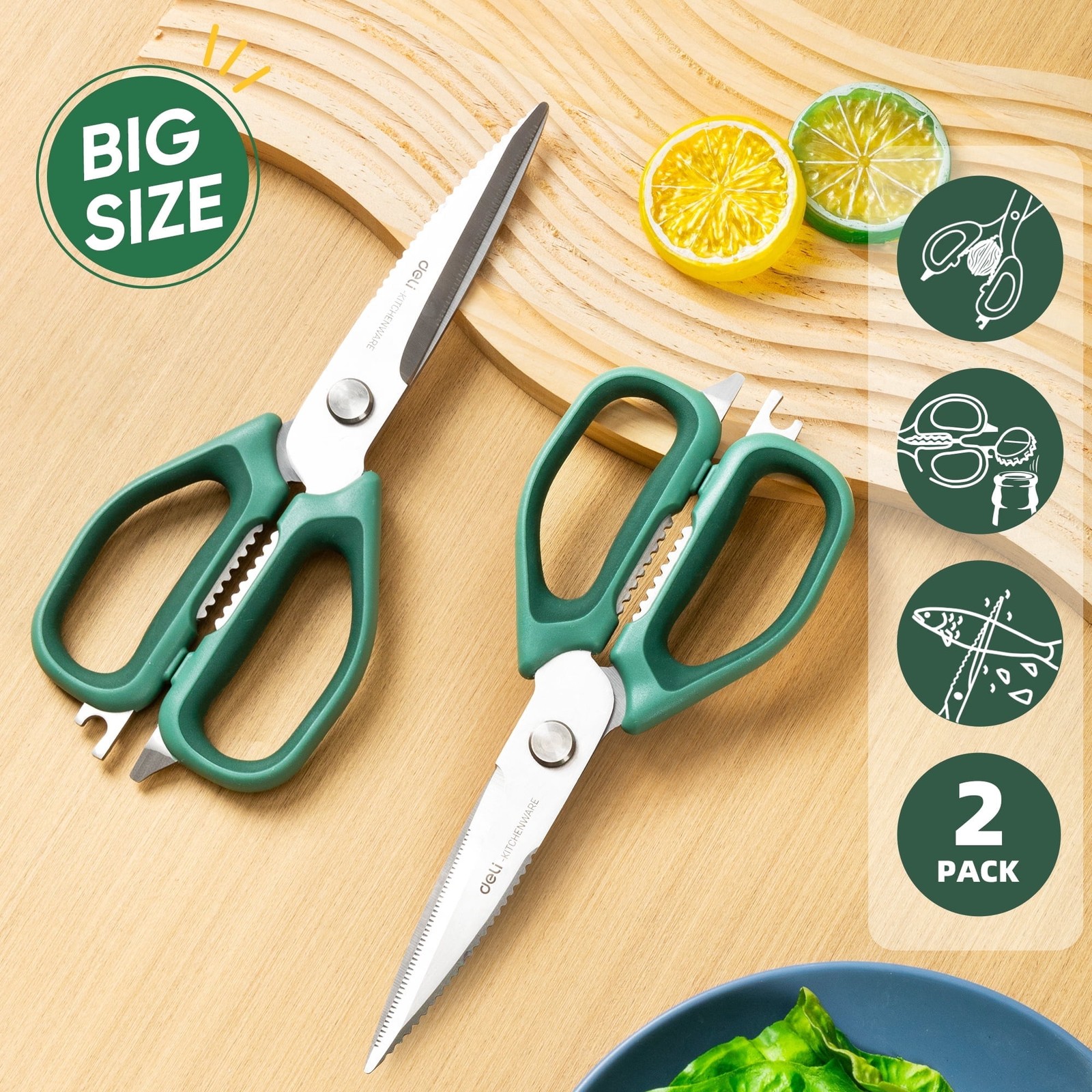 Deli 2 Pack Kitchen Scissor 5 in 1
