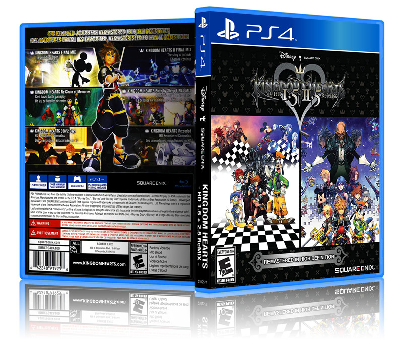 Kingdom Hearts: HD 1.5 + 2.5 ReMIX - Replacement PS4 Cover and Case. NO GAME!!