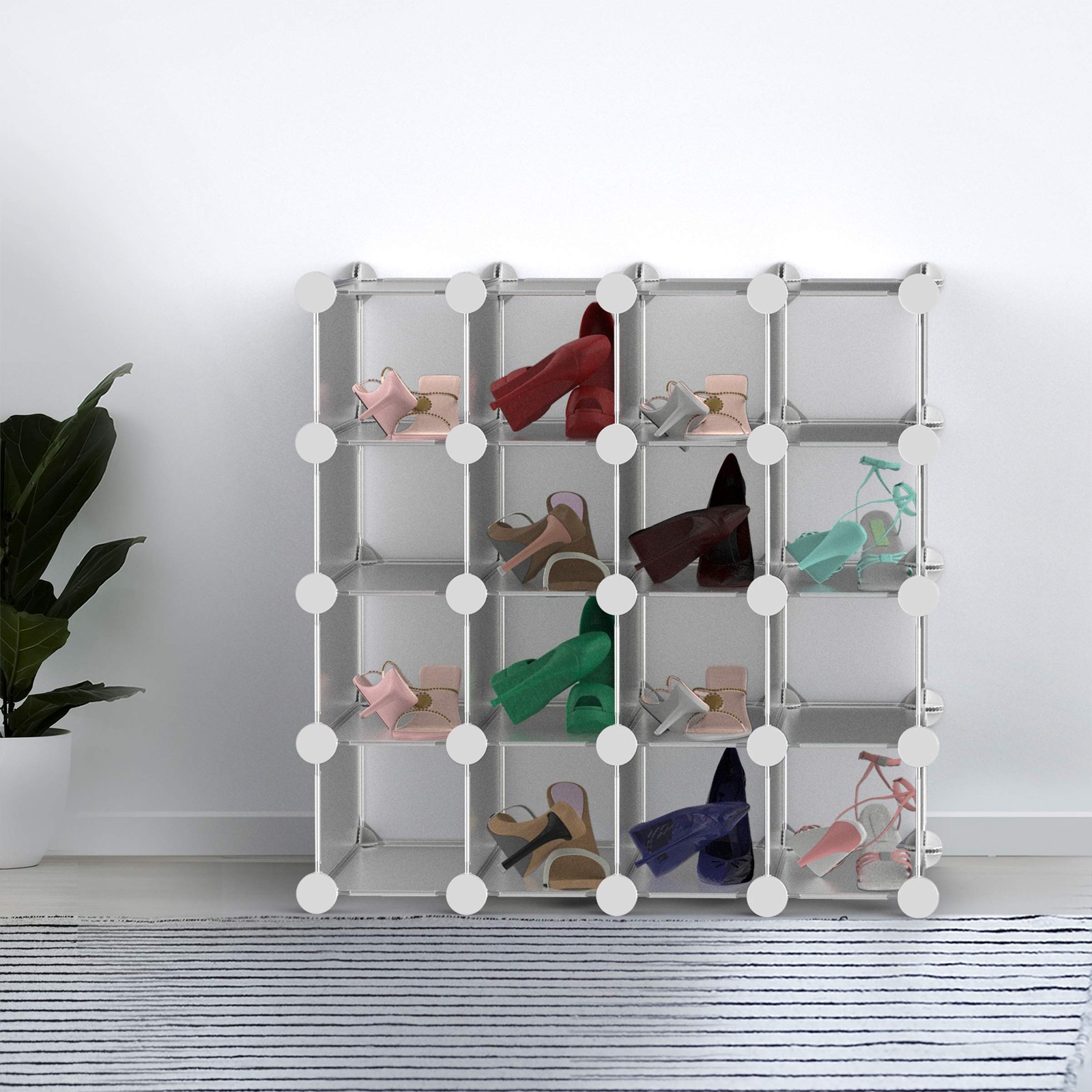 Cube Organizer 16 Cube Shelves with Interlocking, Customizable, Stackable Mod...