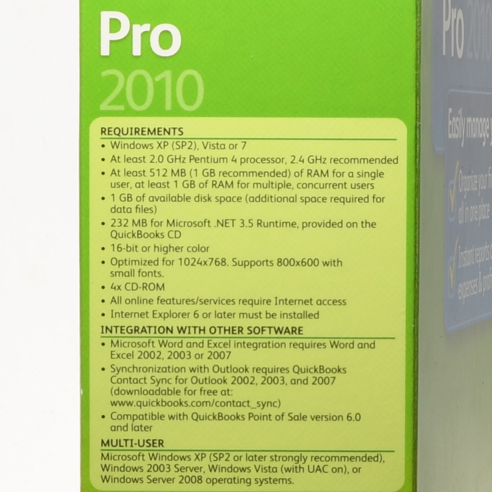 QuickBooks Desktop Pro 2010 - Windows with Key - No subscription Authentic