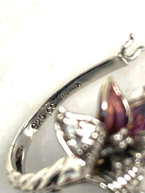 MULTITONE 925 STERLING SILVER AND COLORLESS TOPAZ ORCHID EARRINGS