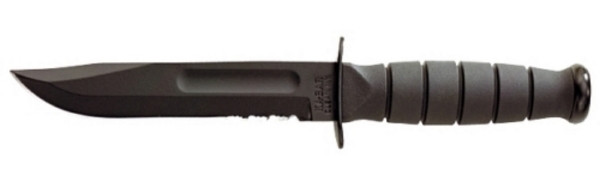 KABAR - SHORT KA-BAR-BLACK with BLACK HARD SHEATH - SERRATED EDGE 1259