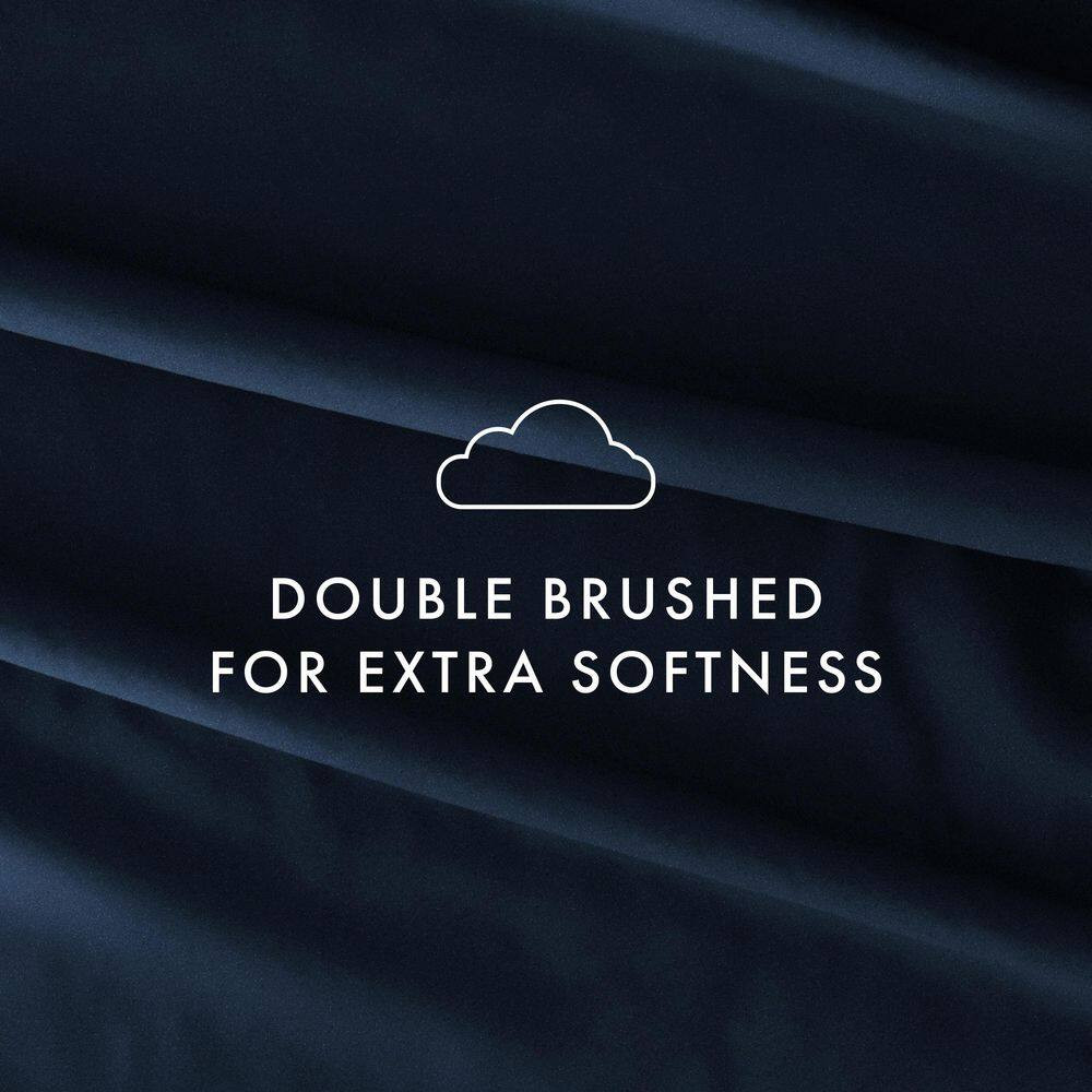 6-Piece Navy Solid Microfiber Twin XL Sheet Set