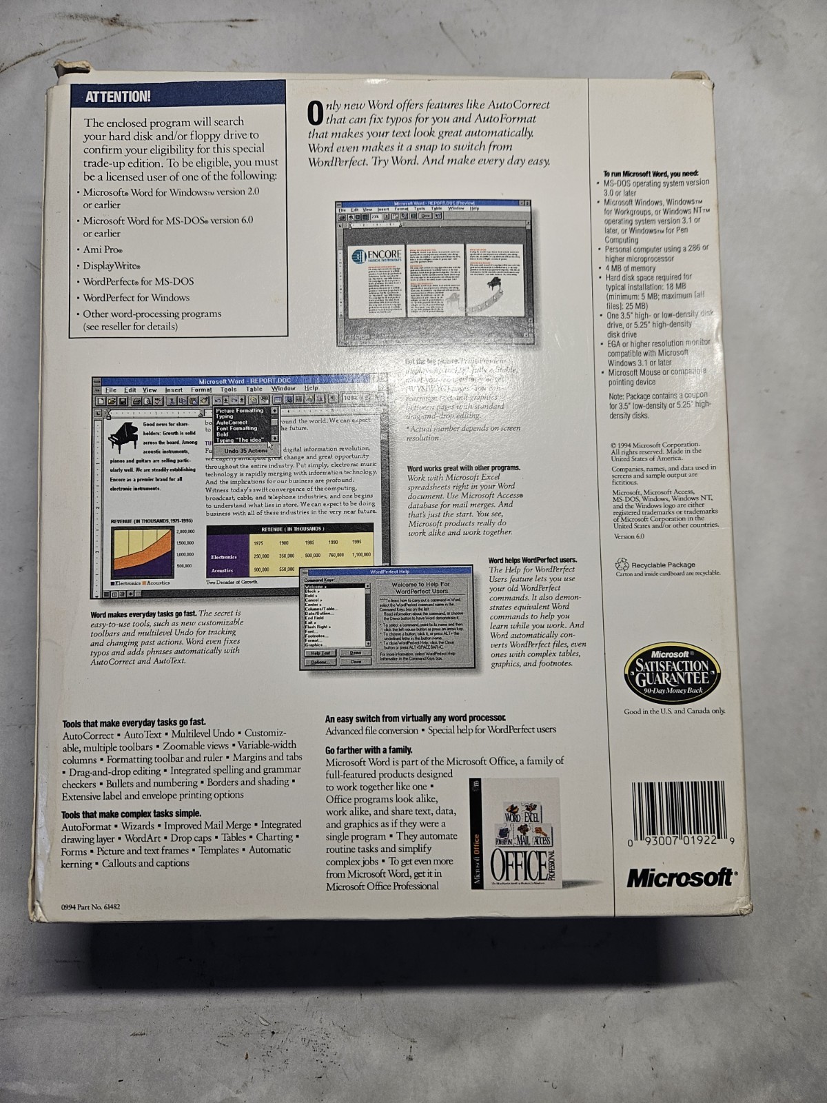Microsoft Office Word Trade-Up Edition For DOS 3.5" Floppy
