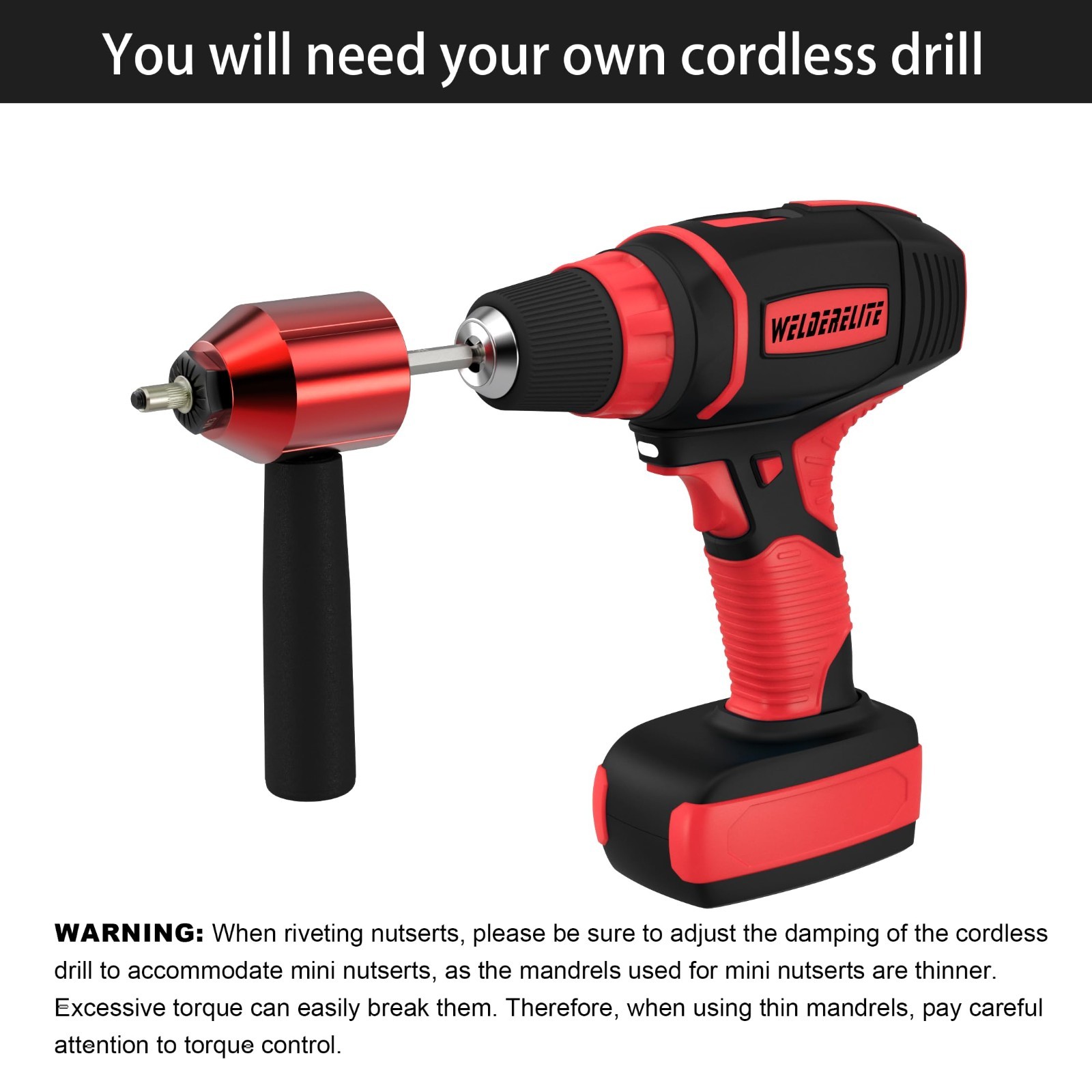 Rivet Nut Drill Adapter Tool Kit - 290 Rivet Nuts & 13 Mandrels Included
