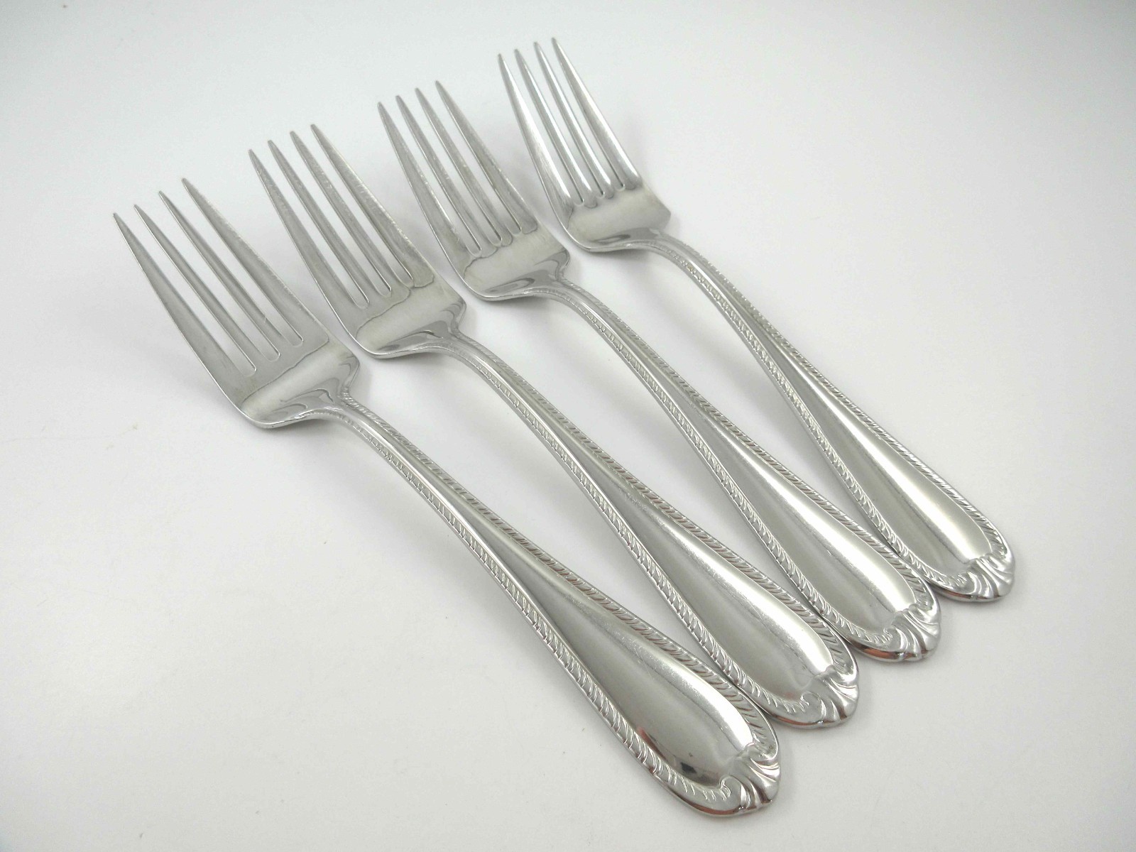 Reed & Barton DOMAIN - ROPE EDGE 4 Salad Forks Glossy 18/10 Stainless Steel
