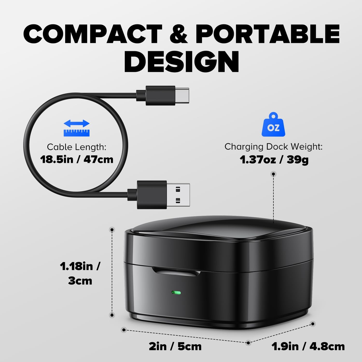 Wireless Charging Case Compatible with Ou-ra Ring Gen 4 Size 9, Carbon