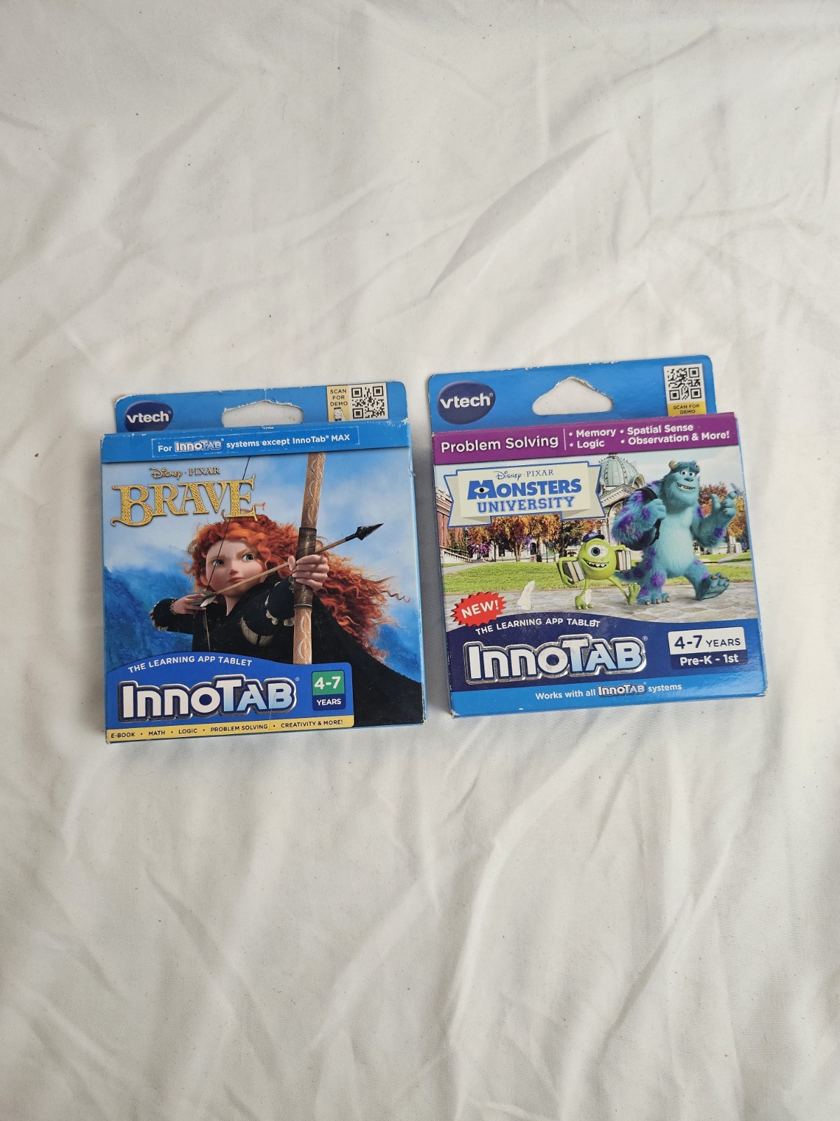 2 Game Lot, Vtech Innotab Disney Brave & Monsters University 4-7 Years