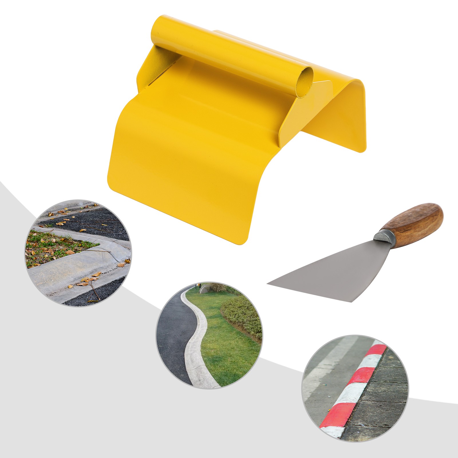 Landscape Curb Trowel Stainless Steel Concrete Curbing Trowel with Putty Knife.