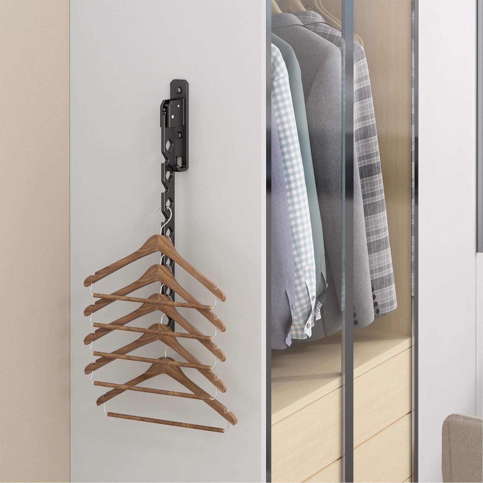 Wall Mounted Clothes Drying Rack, Wall Clothes Hanger Foldable, Laundry Hange...