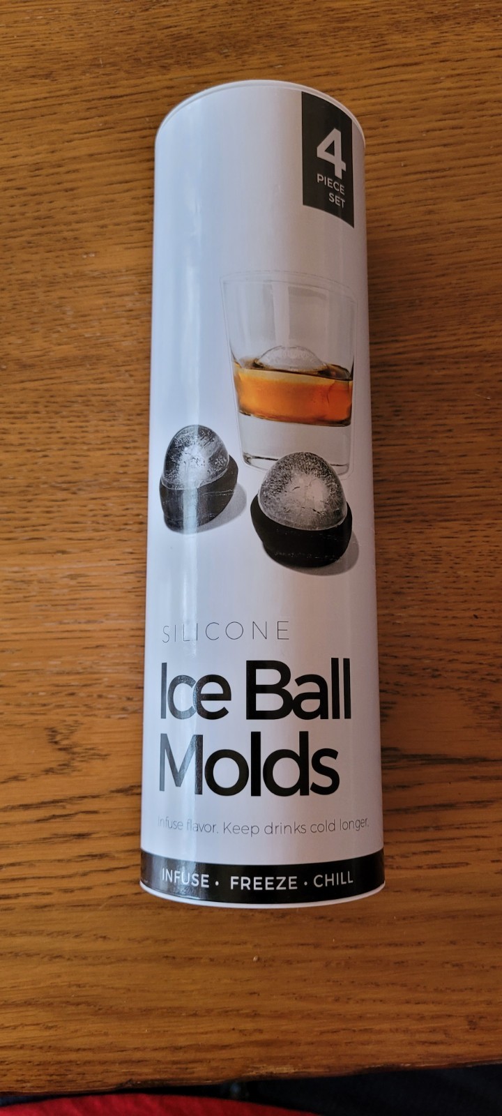 Silver One International Silicone Ice Ball Molds Black White Round 4 Pack