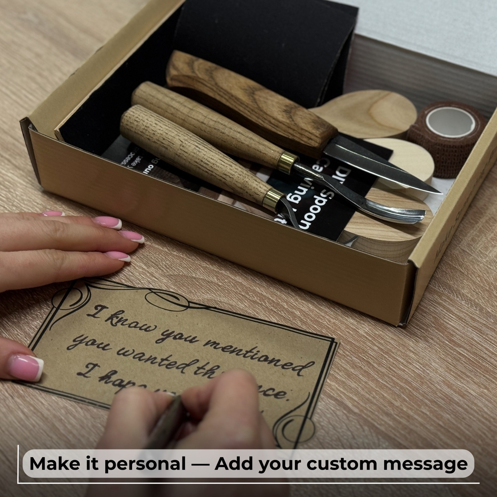 DIY Carving Kit for Beginners Cherry Oak Wood Blanks Clear Instructions 3 Spoons