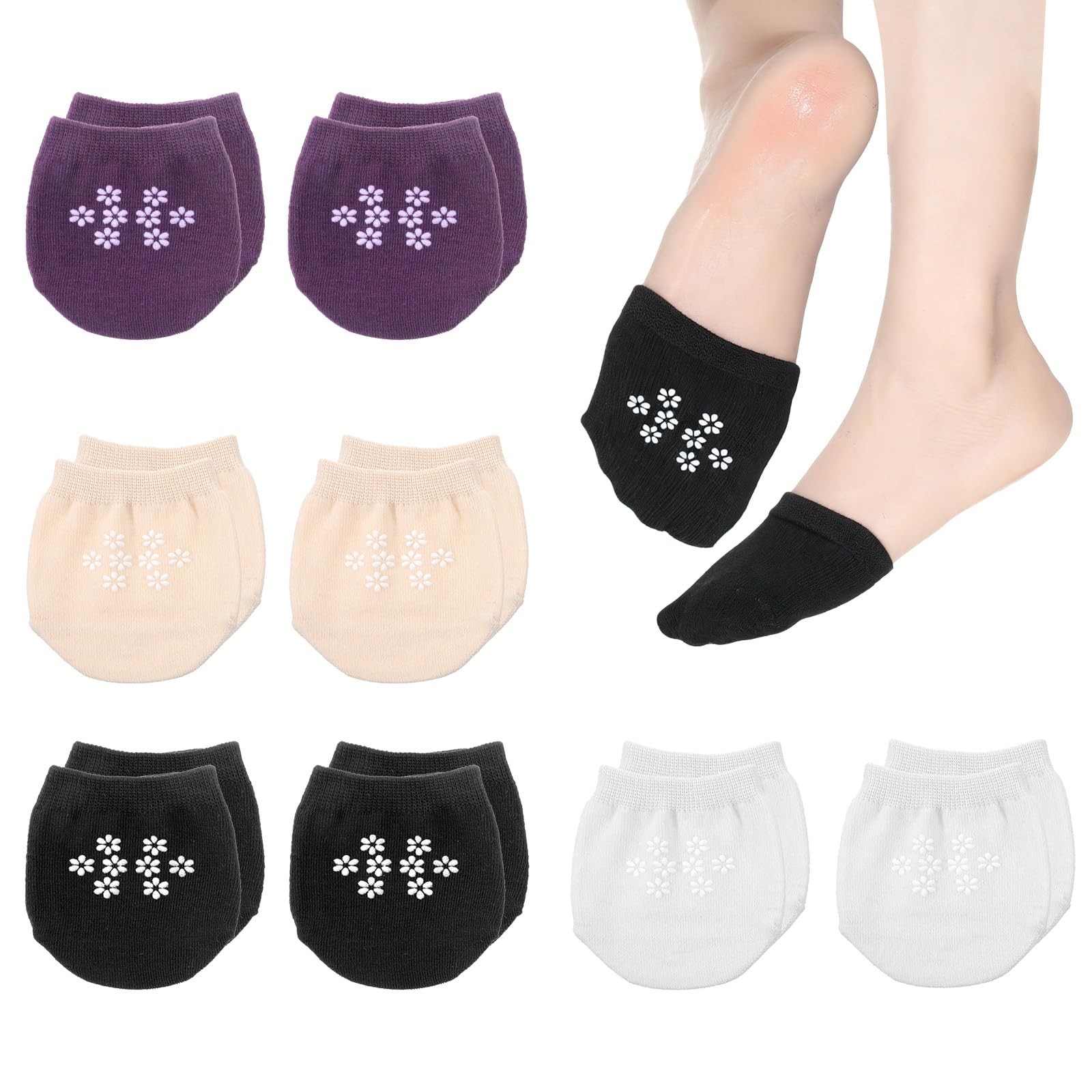 8 Pairs Toe Sock Half Socks for Women Nonslip Toe Topper Sock Seamless Invisi...