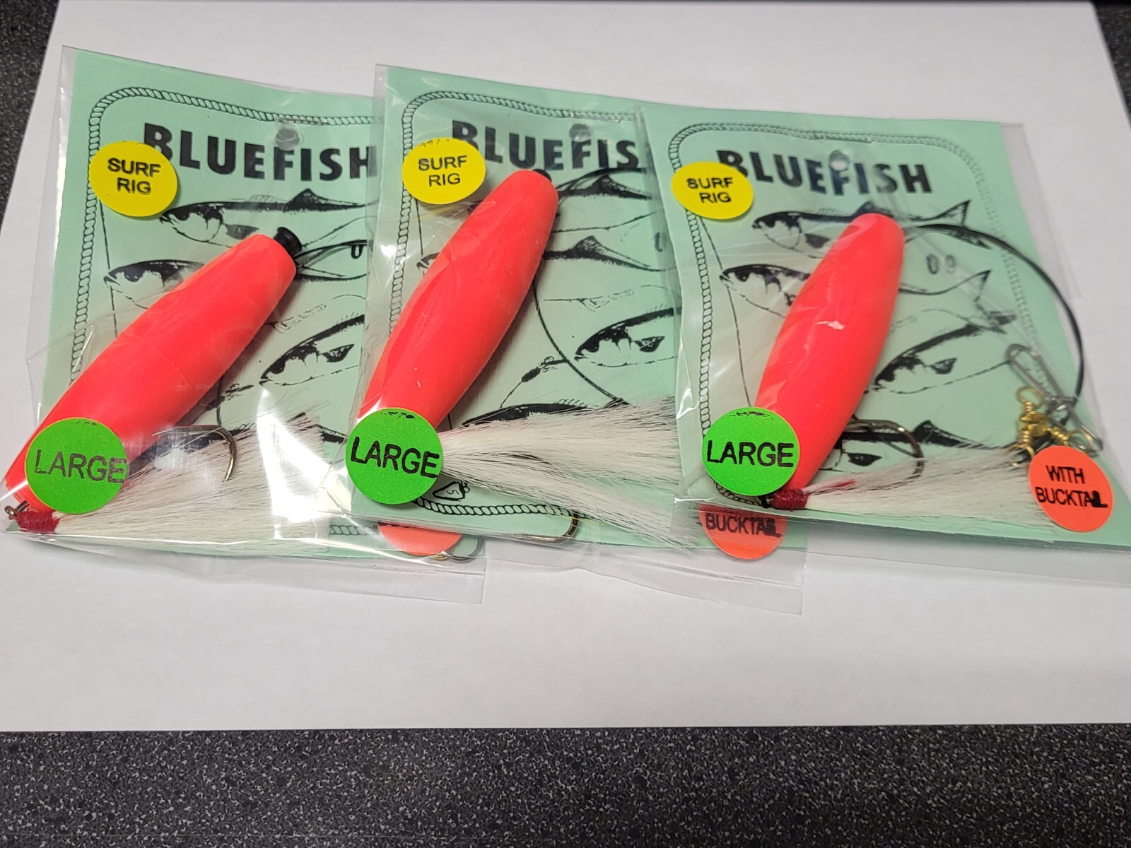 3 NJ Hand Tied 3/0 Hook Wire Rigs w/Large Red Float/Hair FREE SHIPPING