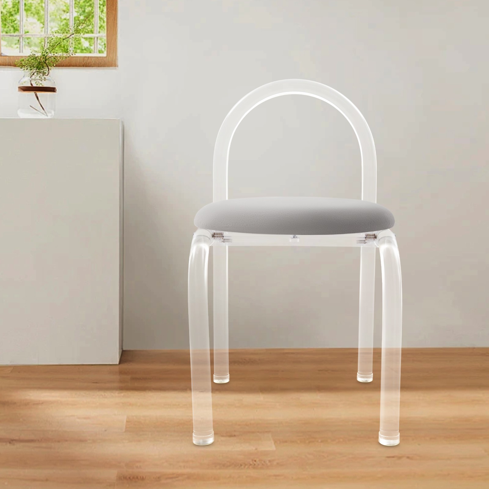 40*40*72cm Modern Minimalist Acrylic Clear Chair, 165.35 lbs Makeup Chair