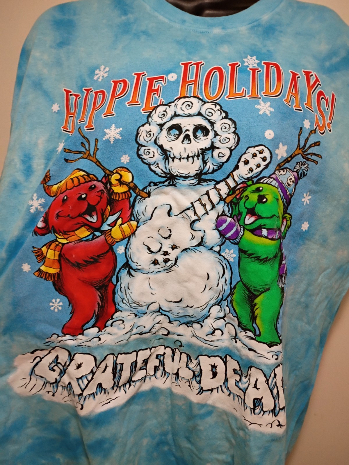 Grateful Dead HIPPIE HOLIDAYS CHRISTMAS TShirt w  Skeleton Santa XL BUY4=1FREE
