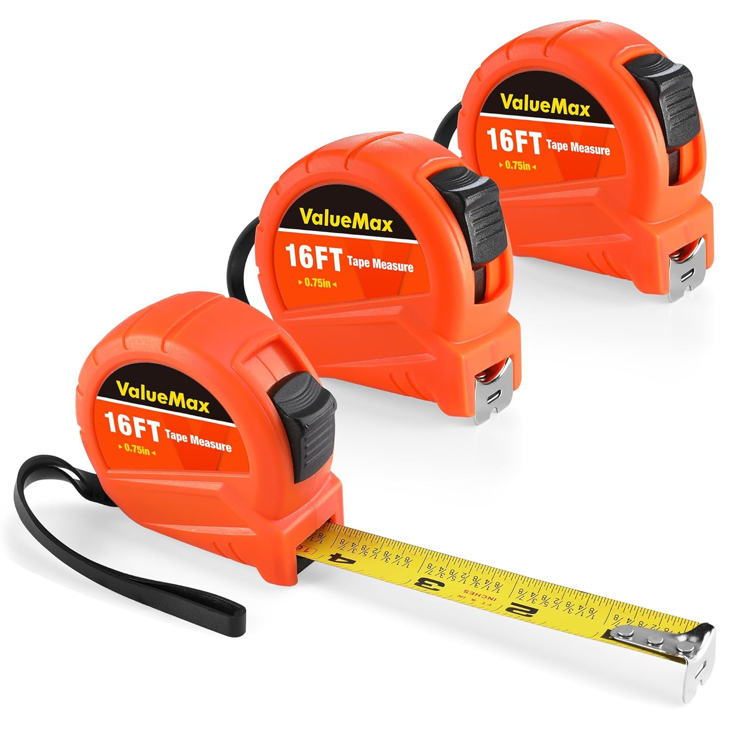 Tape Measure 16FT with Fractions 1/8, 3 Pack Retractable Easy Read Measuring ...