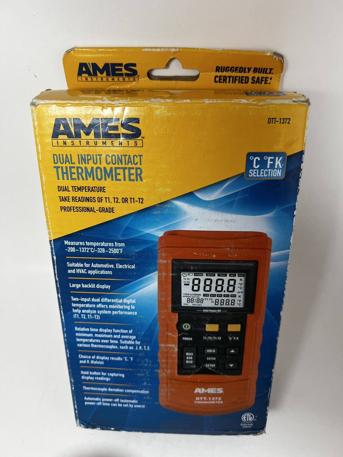 Ames Instruments - Dual Input Contact Thermometer (DTT-1372) Dual Temp T1/T2