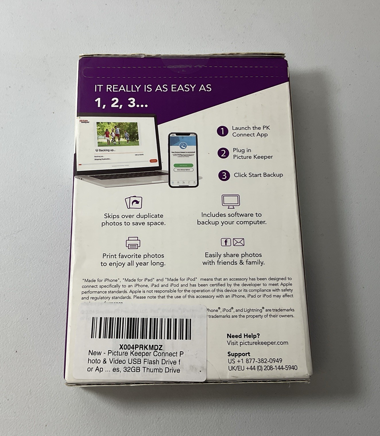 Picture Keeper Connect 32GB Simple and Easy Backup for iPhone, Android, and PC